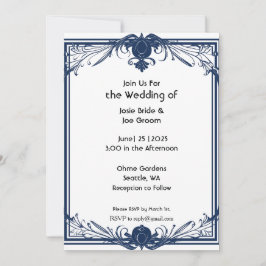 Romantische Viktorianisch-blaue Hochzeitseinladung Einladung