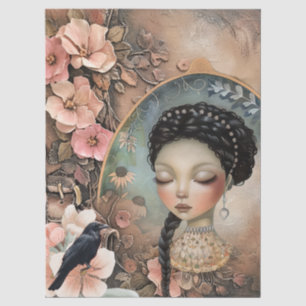 Romantische Viktorianische Girl & Vintage Rustikal Seidenpapier