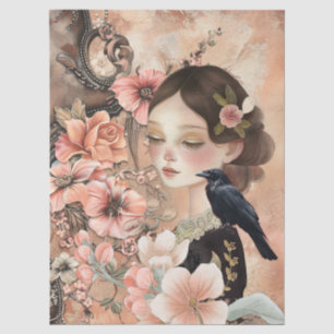 Romantische Viktorianische Girl & Vintage Rustikal Seidenpapier