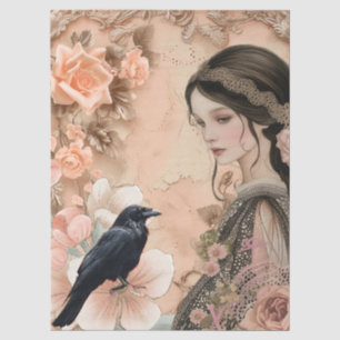 Romantische Viktorianische Girl & Vintage Rustikal Seidenpapier