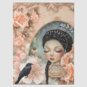 Romantische Viktorianische Girl & Vintage Rustikal Seidenpapier
