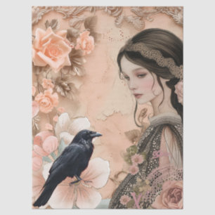 Romantische Viktorianische Girl & Vintage Rustikal Seidenpapier