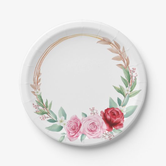Romantische Viktorianische Rose Garden Paper Plate Pappteller (Vorderseite)