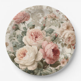 Romantische viktorianische Rose Vintage Pappteller