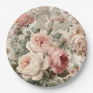 Romantische viktorianische Rose Vintage Pappteller