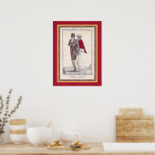 Romantische Vintag Ice Skaten Antique Gravur Poster (Küche)