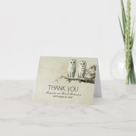 Romantische Vintag zwei OWLS Hochzeitskarten danke