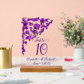 Romantische, Vintage, antike Lila Tischnummer Acrylschild (Hochzeit)