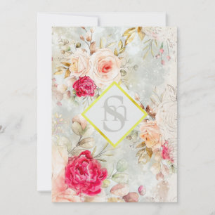 *~ Romantische Vintage AR26 QR UAWG Floral Wedding Einladung