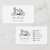 Romantische Vintage Bicycle Blume Eventplaner Visitenkarte (Vorne/Hinten)