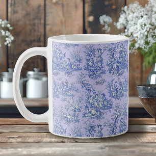 Romantische Vintage-Blau-Purple-Toile-de-Jouy Kaffeetasse