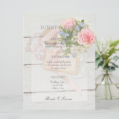 Romantische Vintage Blume bearbeitbares Hochzeitsm Menükarte (Stehend Vorderseite)