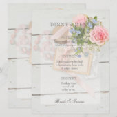 Romantische Vintage Blume bearbeitbares Hochzeitsm Menükarte (Vorne/Hinten)