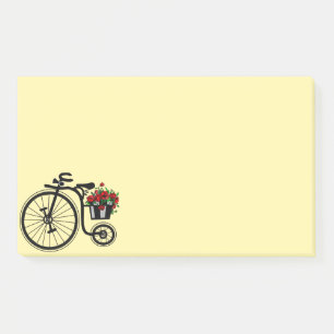 Romantische Vintage Blume Bike - Post-it Klebezettel