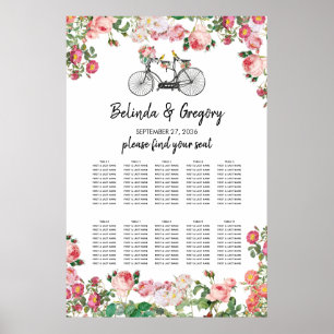Romantische Vintage Blume Hochzeitsdiagramm Poster