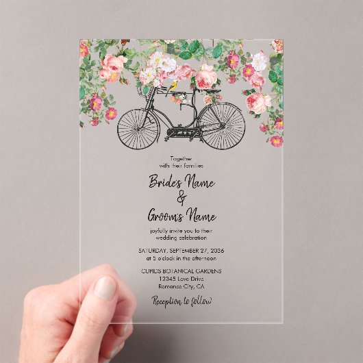 Romantische Vintage Blume und Hochzeiten von Vögel Acryleinladungen (Insitu (Handheld))