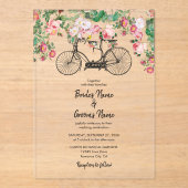 Romantische Vintage Blume und Hochzeiten von Vögel Acryleinladungen (Vorderseite)