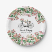 Romantische Vintage Blume und Hochzeiten von Vögel Pappteller (Vorderseite)