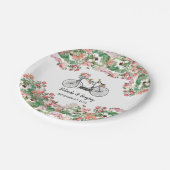 Romantische Vintage Blume und Hochzeiten von Vögel Pappteller (Schrägansicht)