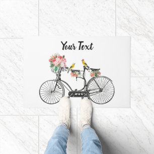 Romantische Vintage Blume und Vögel Fußmatte
