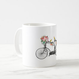 Romantische Vintage Blume und Vögel Kaffeetasse