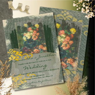 Romantische Vintage Blumen-Hochzeit Einladung