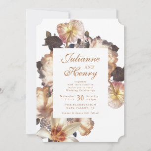 Romantische Vintage-Blumen-Hochzeitseinladung Einladung