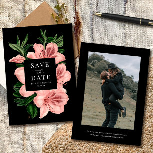 Romantische Vintage Blumen Rosa Schwarz Hochzeit Save The Date
