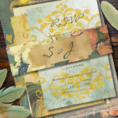 Romantische Vintage Blumengoldverheiratung Einladungsbanderole