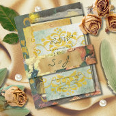 Romantische Vintage Blumengoldverheiratung Einladungsbanderole