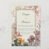 Romantische Vintage Blumenhochzeit Einladung (Vorne/Hinten)