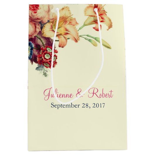 Romantische Vintage Blumenzauberbeutel Mittlere Geschenktüte (Vorderseite)