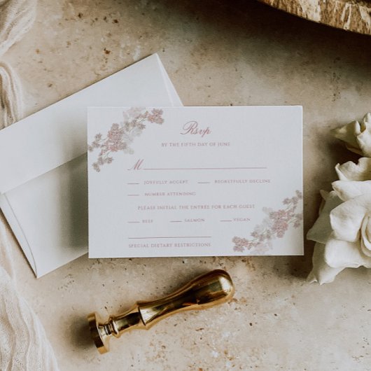 Romantische Vintage Blütenhochzeit RSVP Karte