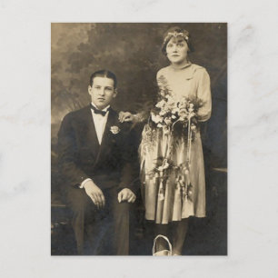 Romantische Vintage-Braut-und Bräutigam-Karten und Postkarte