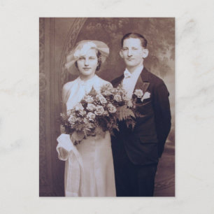 Romantische Vintage-Braut-und Bräutigam-Karten und Postkarte