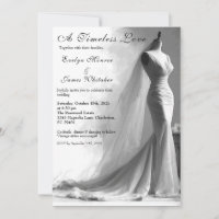 Romantische Vintage Bridal Sketch Hochzeit Einladu