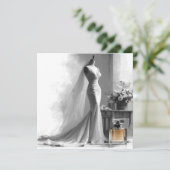 Romantische Vintage Bridal Sketch Hochzeit Einladu Einladung (Stehend Vorderseite)