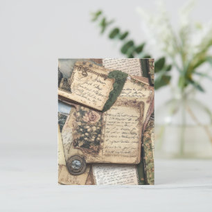 Romantische Vintage-Brief-Collage mit Rosen Postkarte