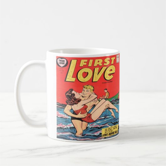 Romantische Vintage Comic Book Design Kaffee Tasse (Links)