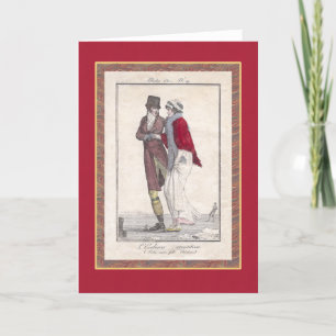 Romantische Vintage-Eisszene Elegantes Paar Feiertagskarte