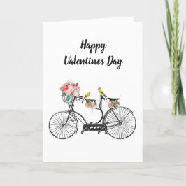 Romantische Vintage Fahrradfahrer Blume Valentinst Feiertagskarte
