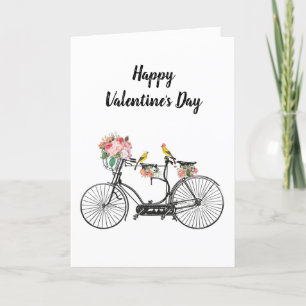 Romantische Vintage Fahrradfahrer Blume Valentinst Feiertagskarte