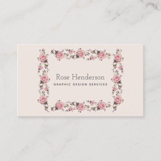 Romantische Vintage Feminine Roses Roses Visitenkarte (Vorderseite)
