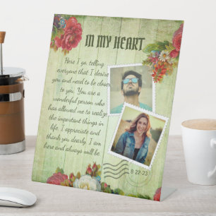 Romantische Vintage-Fotocollage-Liebesbotschaft Sockelschild