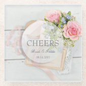 Romantische Vintage Frühlingsfest Blume bearbeitba Glasuntersetzer (Vorderseite)