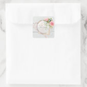 Romantische Vintage Frühlingsfest Blume bearbeitba Quadratischer Aufkleber (Tasche)