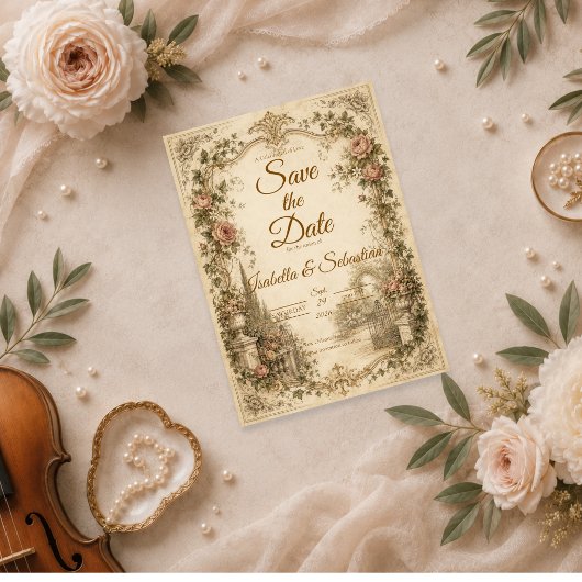 Romantische Vintage-Gartenhochzeit Save The Date