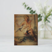 Romantische Vintage Girl Paris Mode Postkarte (Stehend Vorderseite)