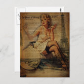 Romantische Vintage Girl Paris Mode Postkarte (Vorne/Hinten)