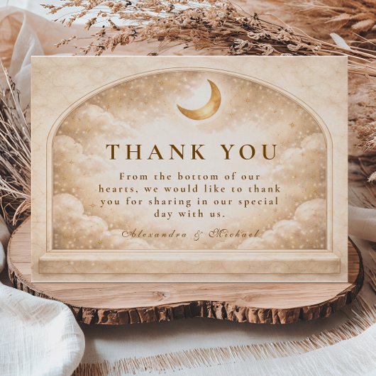 Romantische Vintage-Hochzeit im Mondlicht Dankeskarte